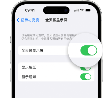 凉山苹果15预约维修分享iPhone15如何设置全天候显示屏幕可见 