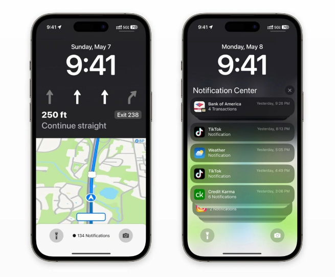 凉山苹果维修服务分享iOS17锁屏地图导航半屏显示长什么样 